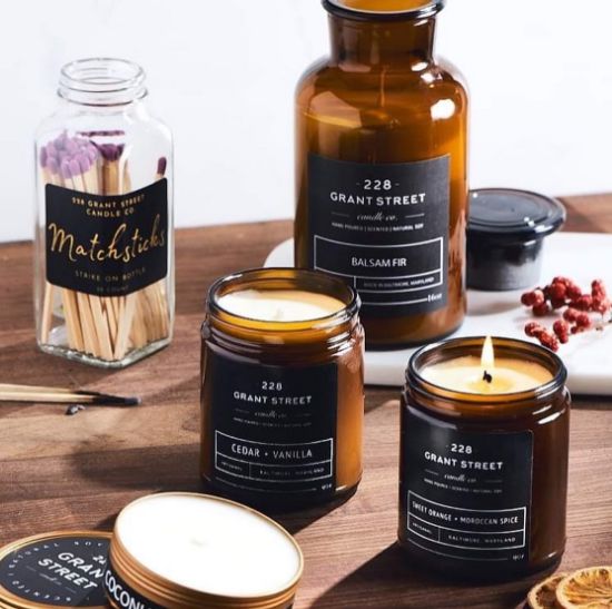 Picture of 228 Grant Street Candle Co. Amber + Sandalwood Apothecary Jar